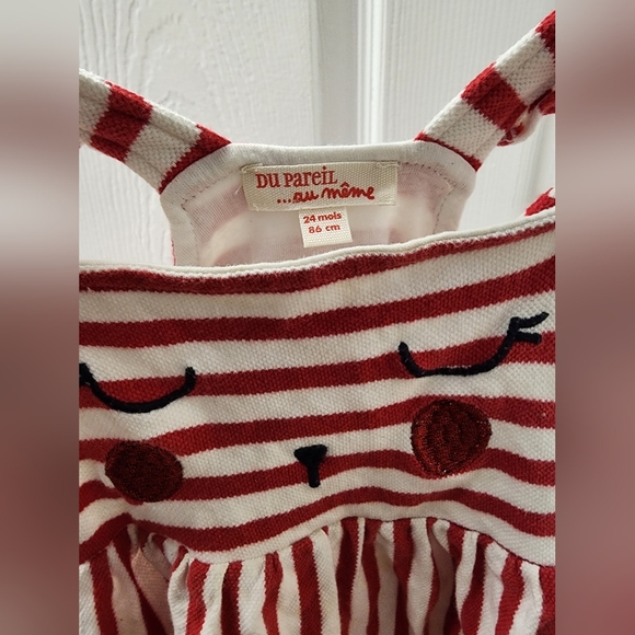 Sleeveless dress in ecru with stripes print - Picture 2 of 3